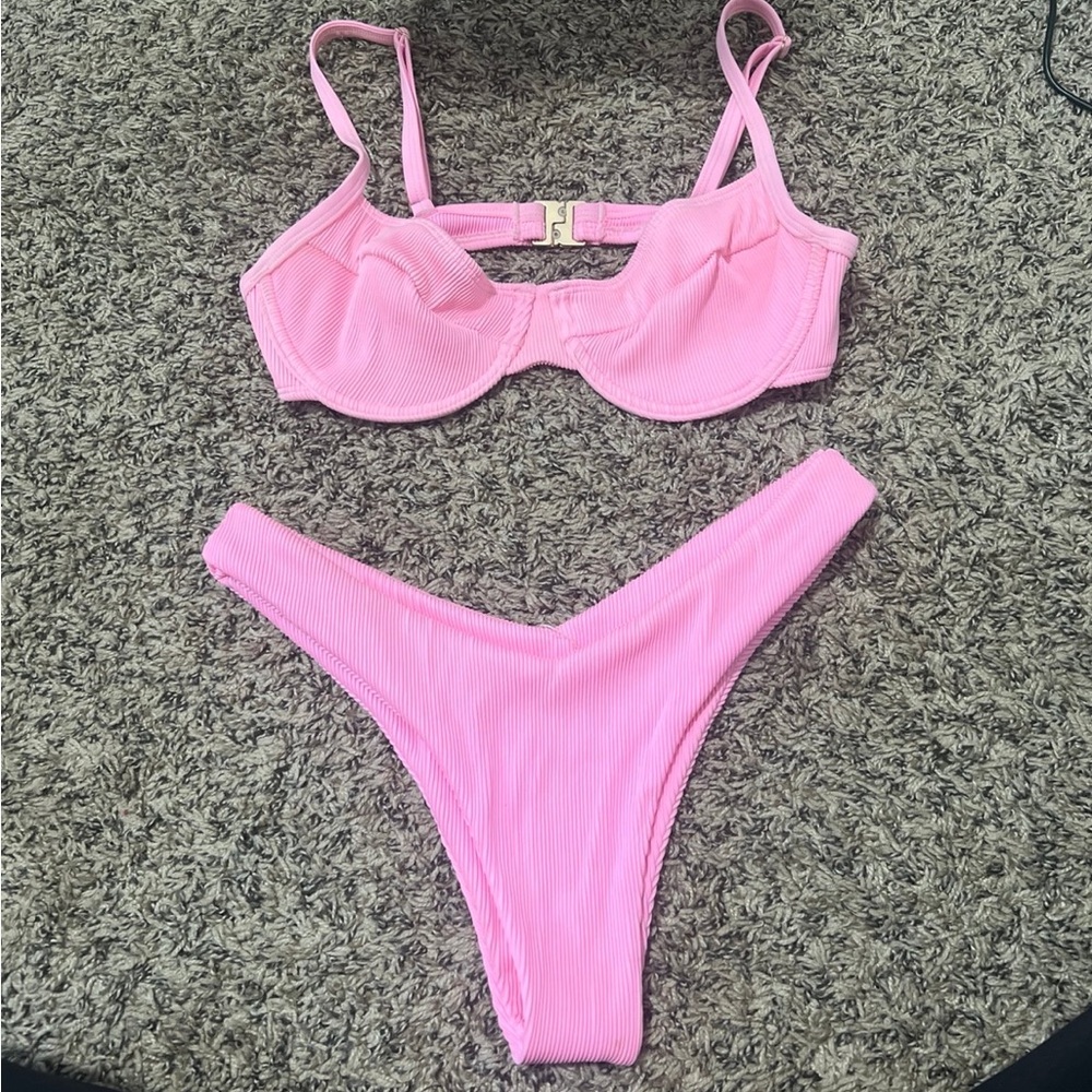 Kulani Kinis Pink Ribbed Bikini